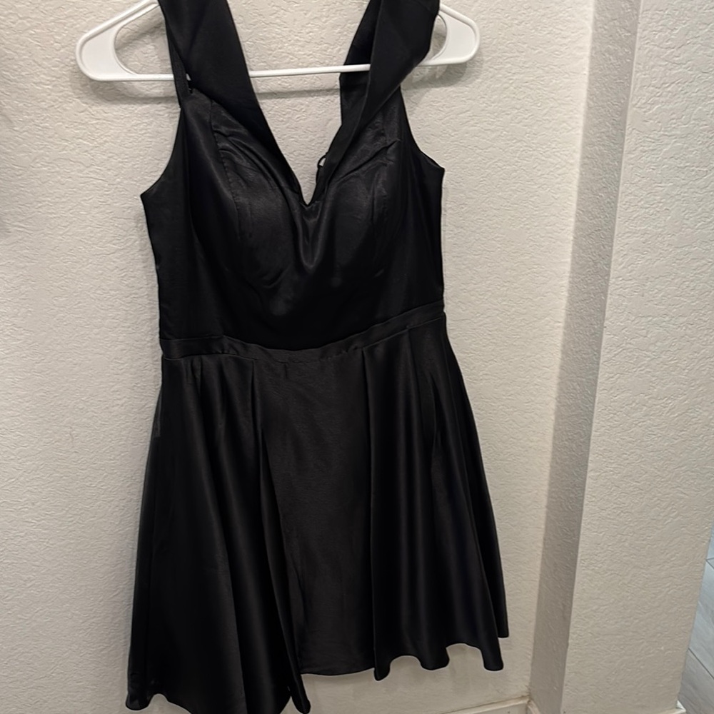 Black satin cocktail dress size M
